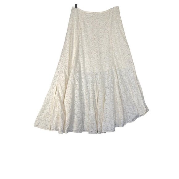 Rebecca Taylor Womens A-Line Swing Floral Lace Skirt White Size 10‎ - Picture 2 of 9